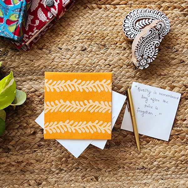 Handmade Upcycled Modal Dabu With Orange Flower Creeper Slip Box