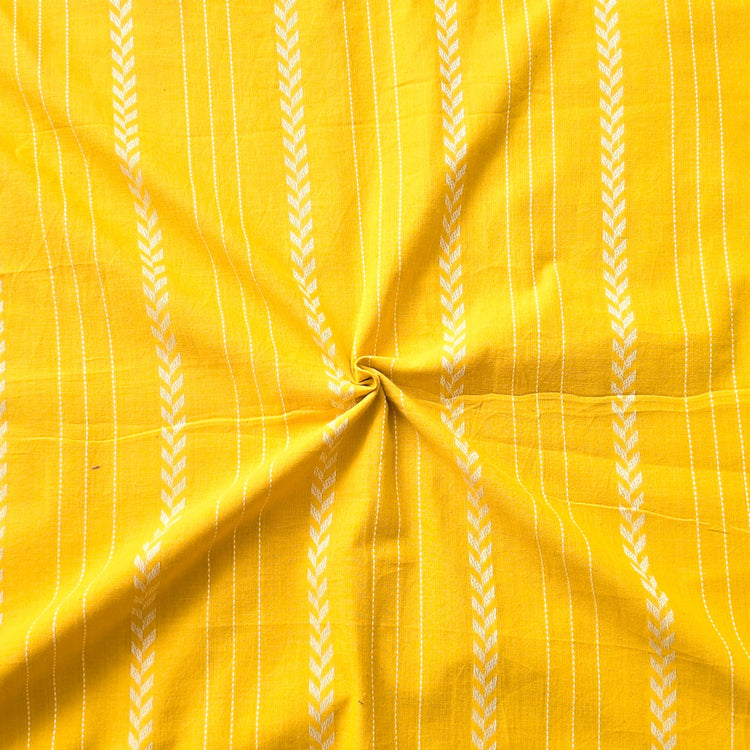 Pure Cotton Handloom Yellow With White Arrow Border Design Weaving Wov ...