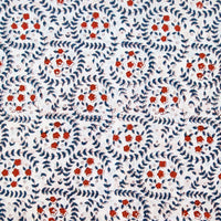 Pure Cotton Jaipuri White With Red Small Flower Jaal Hand Block Print Fabric