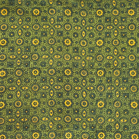 Pure Cotton Gad Ajrak Green With Yellow Intricate Design Hand Block Print Fabric
