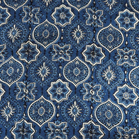 Pure Cotton Gad Ajrak Blue With Off White Intricate Design Hand Block Print Fabric