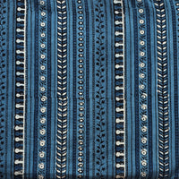 Pure Cotton Gad Ajrak Blue  With Off White Intricate Design Border Hand Block Print Fabric