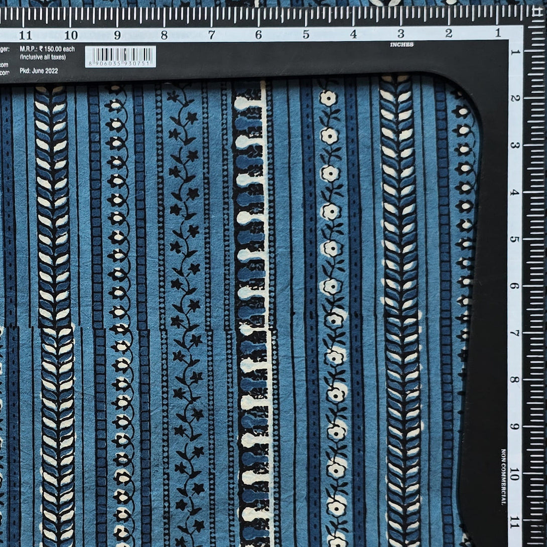 Pure Cotton Gad Ajrak Blue With Off White Intricate Design Border Hand ...