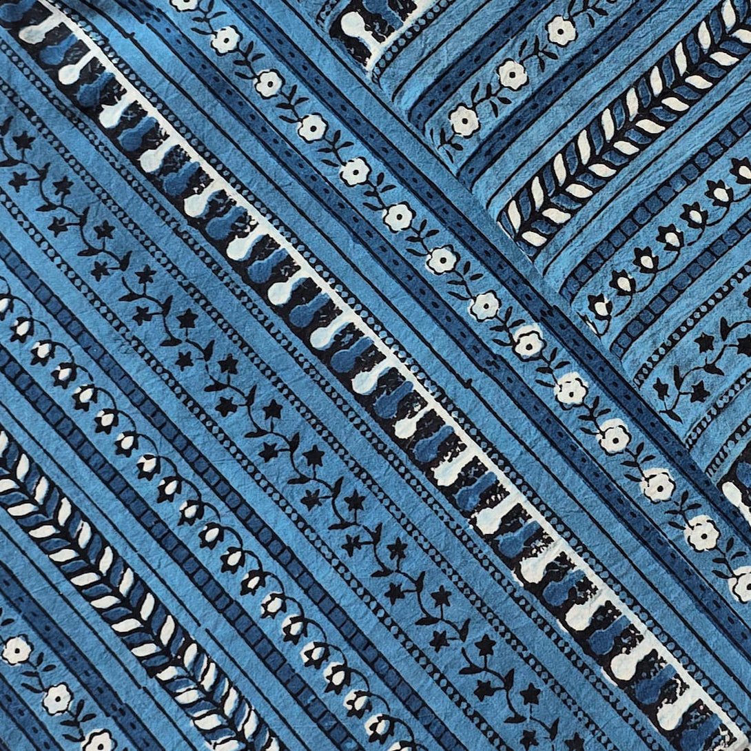 Pure Cotton Gad Ajrak Blue With Off White Intricate Design Border Hand ...
