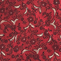 Pure Cotton Gad Ajrak Red With Cream Flower Jaal  Hand Block Print Fabric