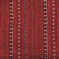 Pure Cotton Gad Ajrak Red With Off White Intricate Design Border Hand Block Print Fabric