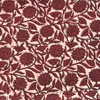 Pure Cotton Gad Ajrak Cream With Red Flower Jaal Hand Block Print Fabric