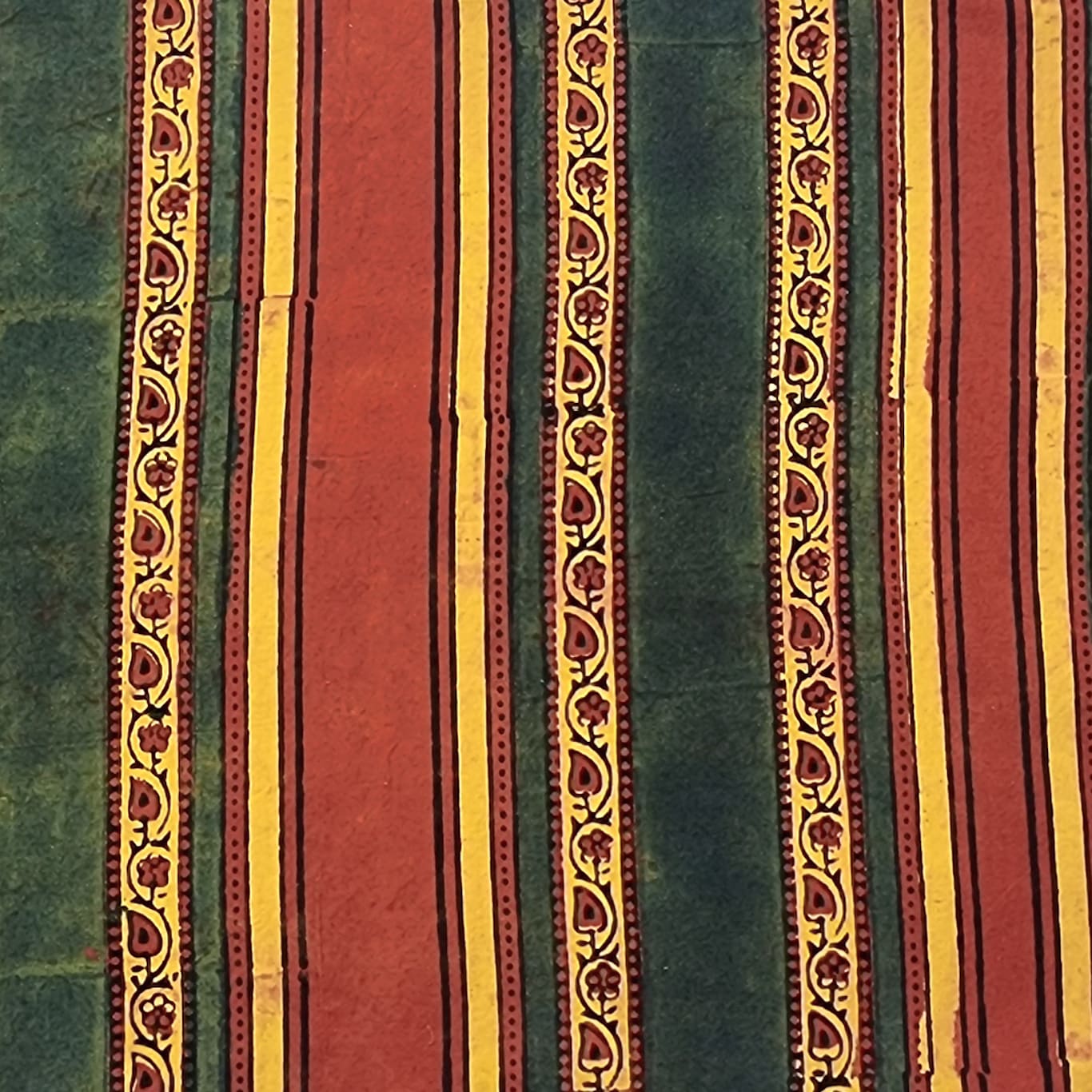 Pure Cotton Double Ajrak Rust Green Yellow And Rust Red Creeper Border ...