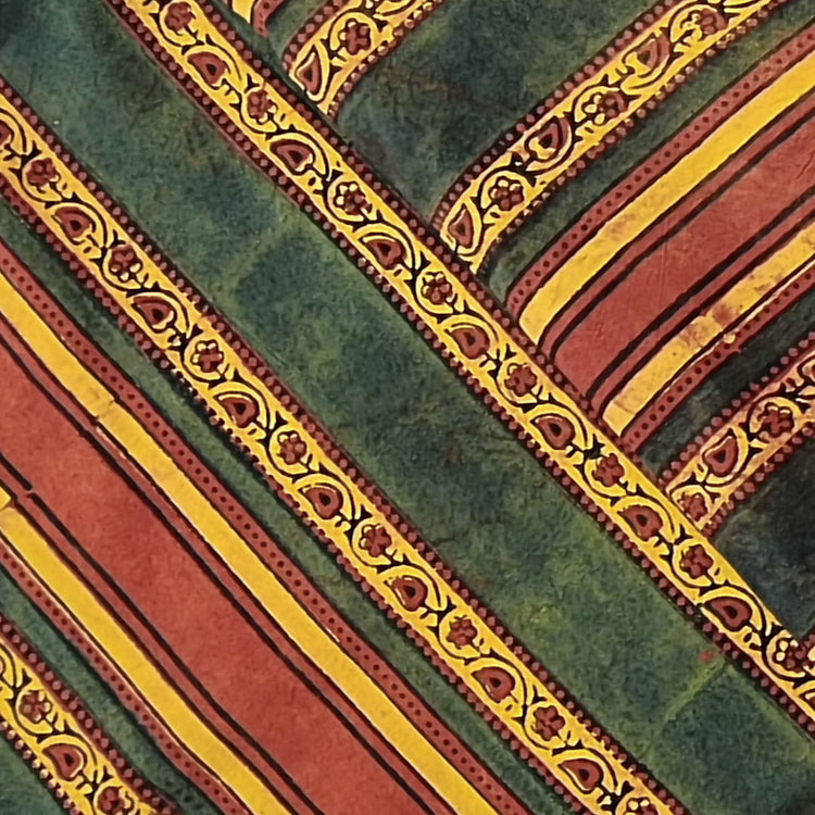 Pure Cotton Double Ajrak Rust Green Yellow And Rust Red Creeper Border ...