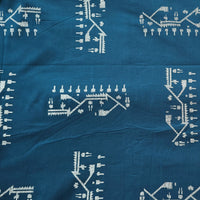 Pure Cotton screen print Teal Blue With White Fabric