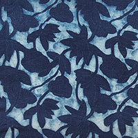 Pure Slub Cotton Indigo With Flower Jaal Hand Block Print Fabric