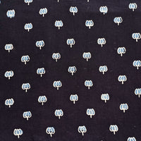 Pure Cotton Ajrak Black With Blue Lotus Motif Hand Block Print Fabric