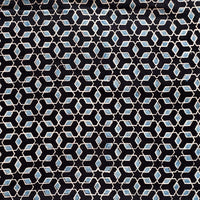 Pure Cotton Ajrak Black With Blue Intricate Design Hand Block Print Fabric