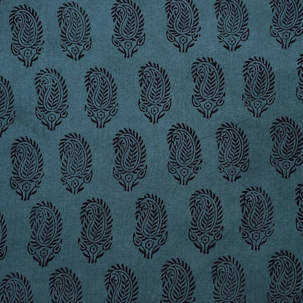 Castleton Green Variations Pure Cotton Bagh Castleton Green With Black Small Kairi Motif With Bor ...