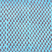 Pure Cotton Bagh Blue And Marron Small Kairi Motifs With Border Hand Block Print Fabric