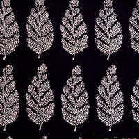 Pure Cotton Bagh Black And Cream Big Leaf Motif With Border Hand Block Print Fabric