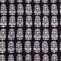 Pure Cotton Bagh Black And Cream Leaf Motif With Border Hand Block Print Fabric