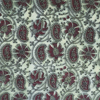 Pure Cotton Vanaspati Olive Green With Plum Kairi Jaal Hand Block Print Fabric
