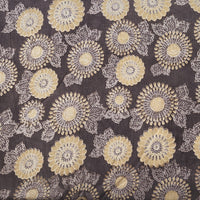 Pure Cotton Vanaspati Sandy Brown With Mustard Flower Hand Block Print Fabric