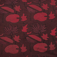 Pure Cotton Vanaspati Dark Maroon With Red Lotus Jaal Hand Block Print Fabric