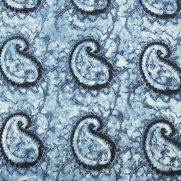 Pure Chanderi Vanaspati Printed Fabric-Blue