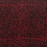 Pure Cotton Gamthi Black With Rust Red Kairi Jaal Hand Block Print Fabric