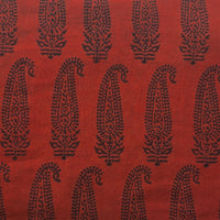 Pure Cotton Gamthi Rust Red With Black Big Kairi Design Hand Block Print Fabric