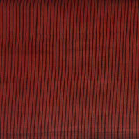 Pure Cotton Gamthi Rust Red With Black Small Stripes Hand Block Print Fabric