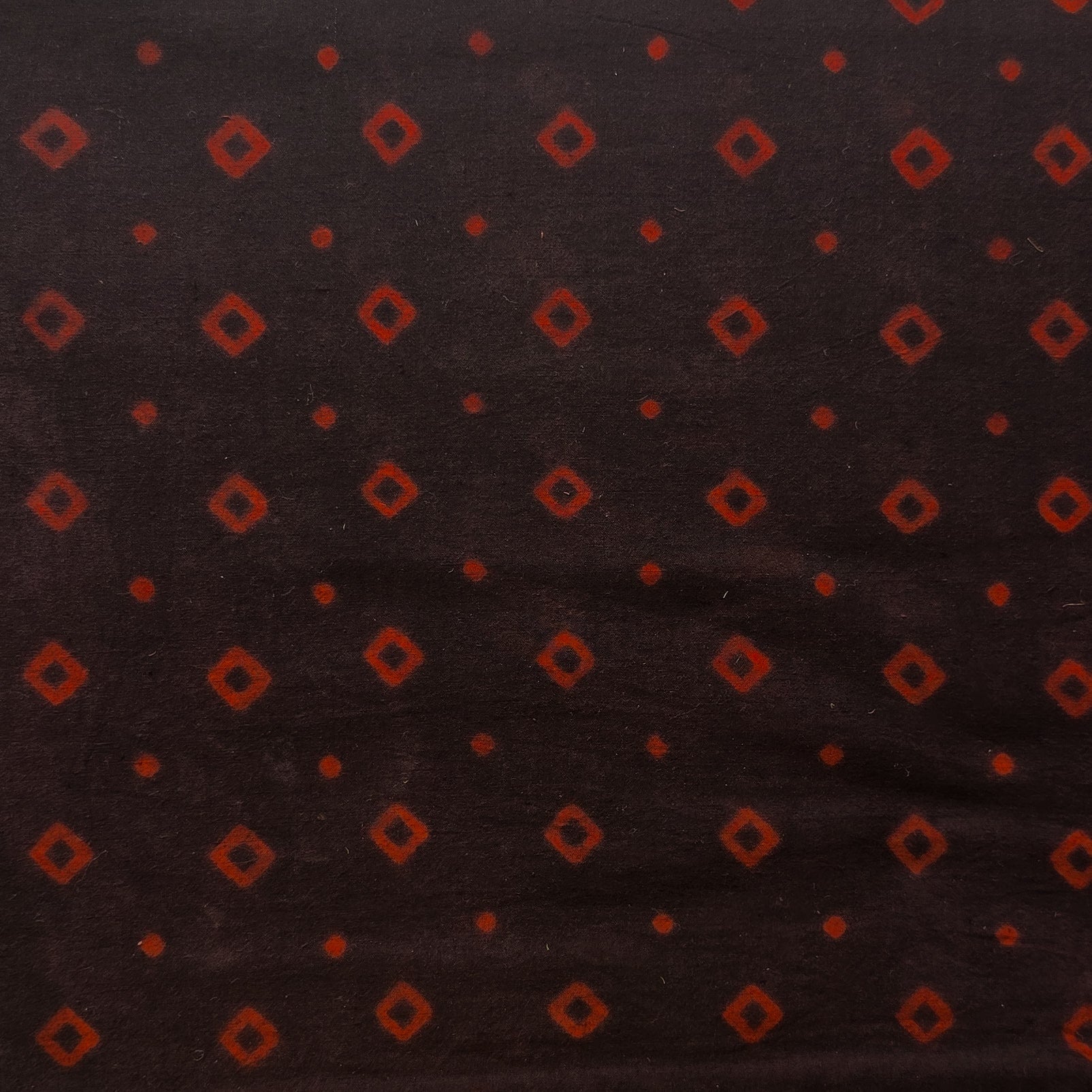 Pure Cotton Gamthi Black With Rust Red Diamond Design Hand Block Print ...