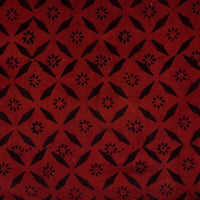 Pure Cotton Gamthi Rust Red And Black Tiles With Small Flower Hand Block Print Fabric