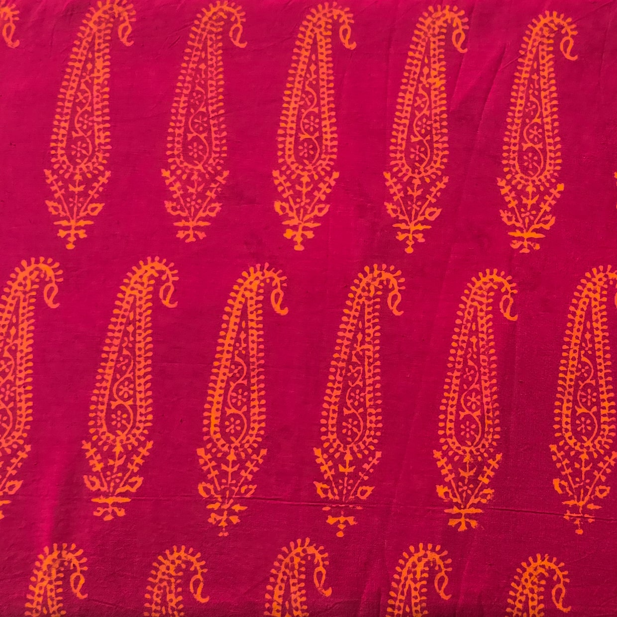 Pure Cotton Gamthi Pink With Yellow Big Kairi Design Hand Block Print ...