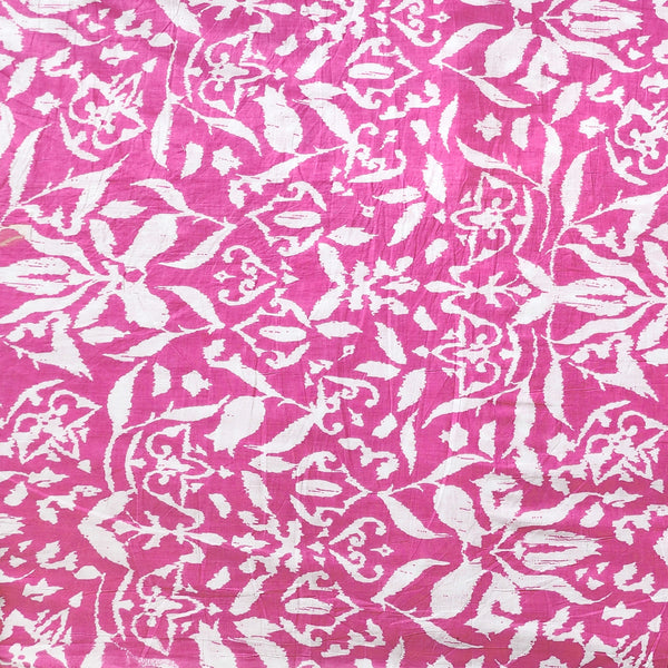 Pure Cotton Screen Print Pink With White Intricate Design Fabric