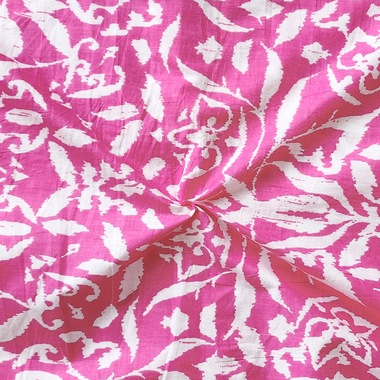 Pure Cotton Screen Print Pink With White Intricate Design Fabric ...
