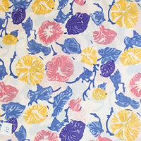 Pure Cotton Jaipuri White With Blue And Pink Yellow Flower Hand Block Print Fabric