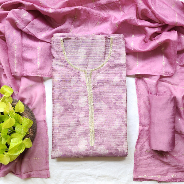AARVI-Jute Light Lavender With Yoke suit