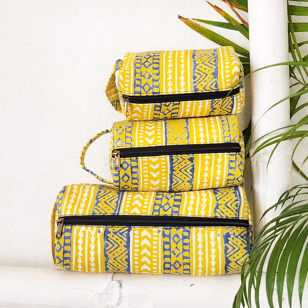 Travel Utility Multipurpose Pouches Pack Of 3 Doby Dabu With Intricate Design