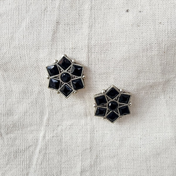 BALAMANI-Black Stone German Oxidized Earring