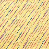 Pure Cotton Screen Print Yellow With Peach And Grey Slant Lines Fabric