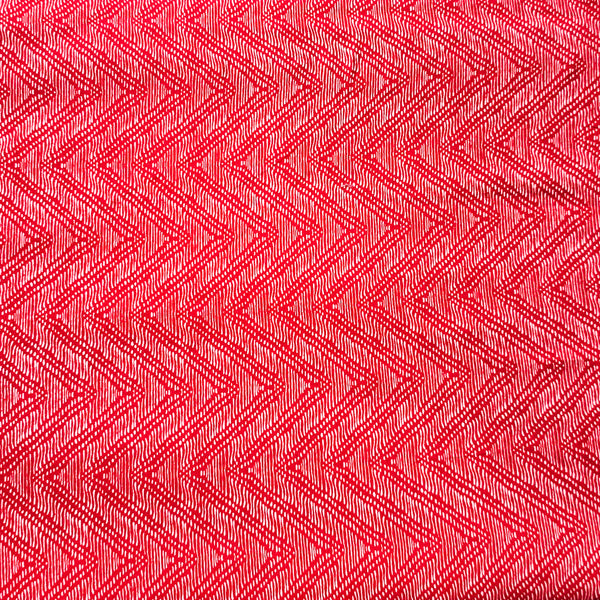 Pure Cotton Screen Print Red With Zig-Zag Fabric