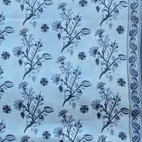 Pure Cotton Screen Print Powder Blue With Flower Motifs Fabric