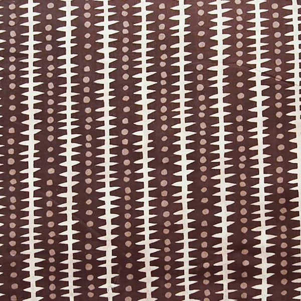 Pure Cotton Screen Print Brown With Light Beige Border Fabric