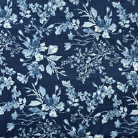 Pure Cotton Screen Print Blue With Flower Jaal Fabric