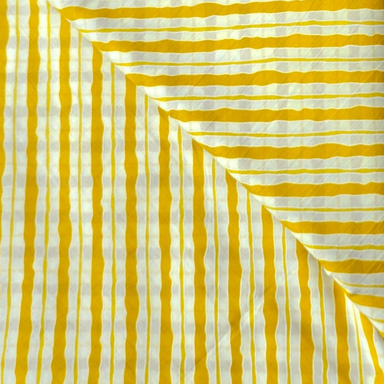 Pure Cotton Screen Print Mustard With White Slant Lines Fabric – Sanskruti