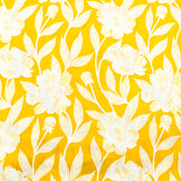 Pure Cotton Screen Print Mustard With White Flower Creeper Fabric
