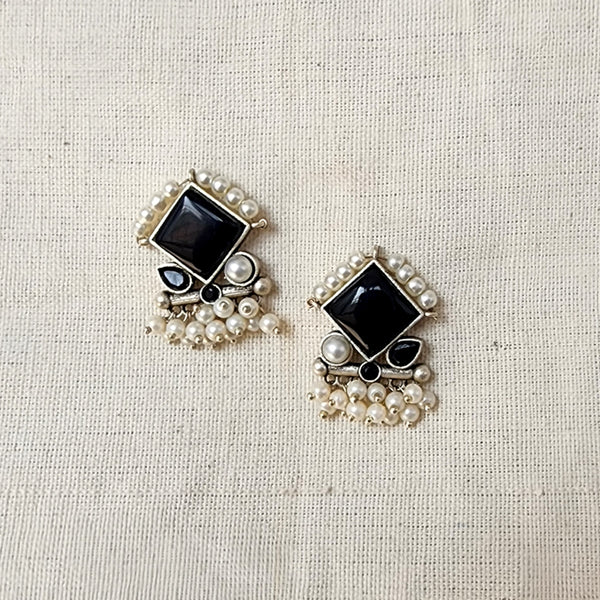BALAMANI- Black Stone German Oxidized Earrings