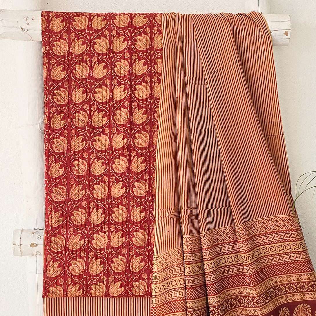 BHAVYA-Pure Cotton Pintucks Rust Red Suit – Sanskruti