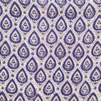 Pure Cotton Jaipuri  White With Blue Intricate Design  Hand Block Print Fabric