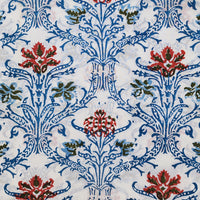 Pure Cotton Jaipuri  White With Blue Intricate Design Hand Block Print Fabric