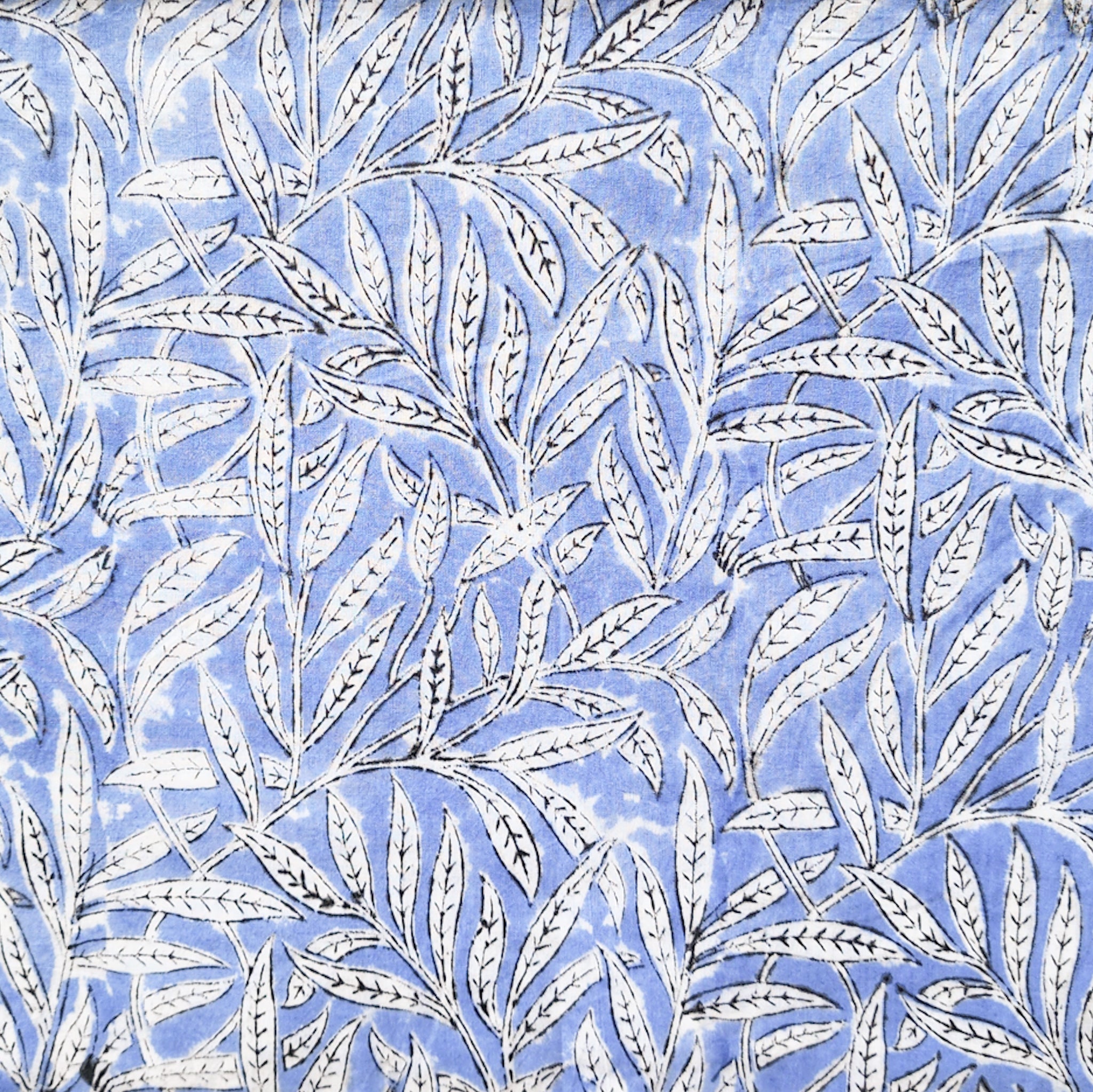 Pure Cotton Jaipuri Light Blue With White Leaves Jaal Hand Block Print ...