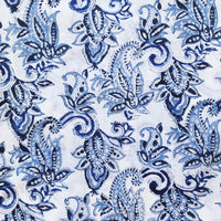 Pure Cotton Jaipuri White And Blue Wild Flower Jaal Hand Block Print Fabric